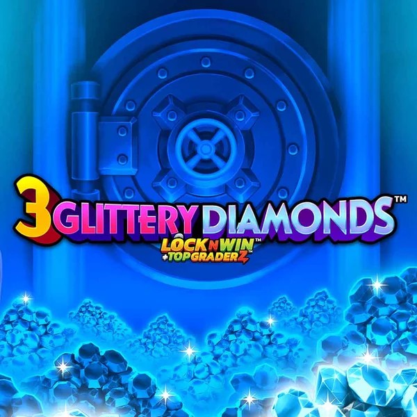 3 Glittery Diamonds slot logo by PearFiction Studios at Paston Casino